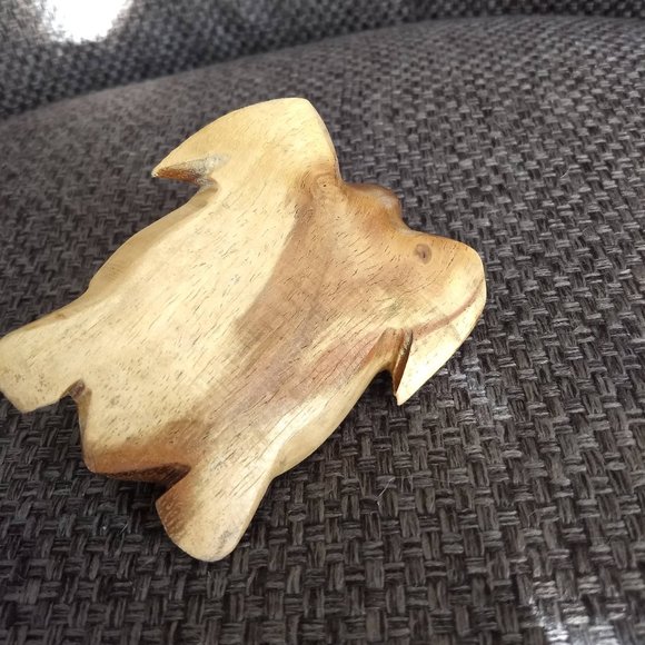 vintage 70s hand carved polished wood turtle tortoise figurine - Picture 4 of 7